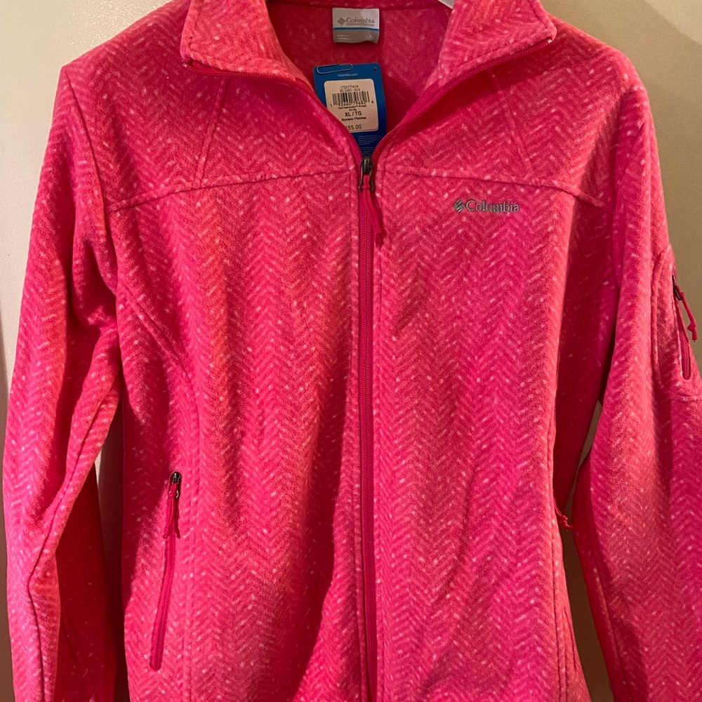 Columbia Bright Pink Full-Zip Fleece Fashion Print